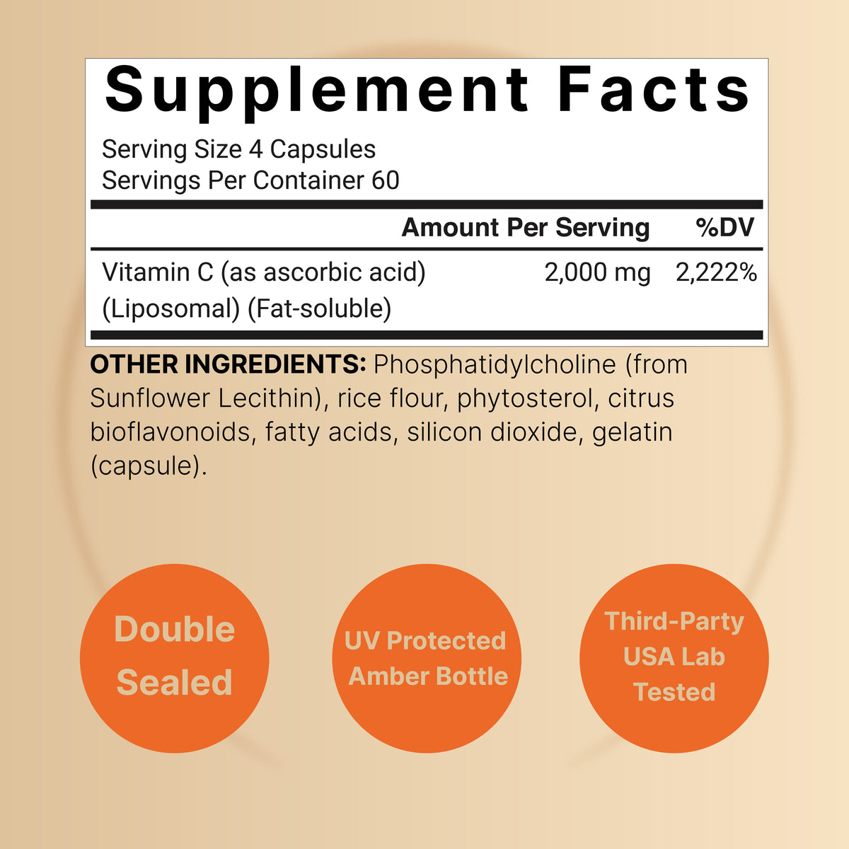 Liposomal Vitamin C 2,000mg Per Serving, 240 Capsules