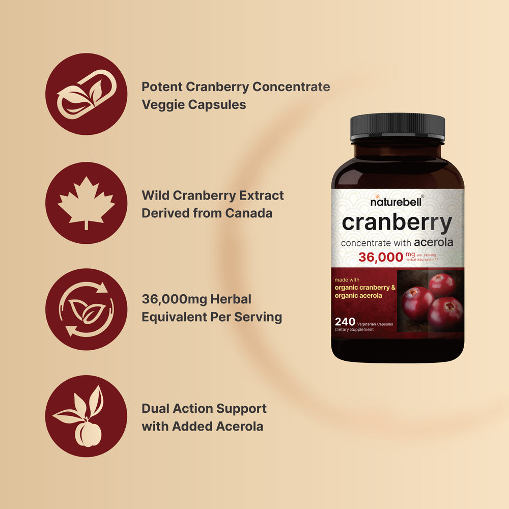 Cranberry Pills 36,000mg with Acerola, 240 Veggie Capsules