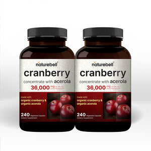 2 Pack Cranberry Pills 36,000mg with Acerola, 240 Veggie Capsules