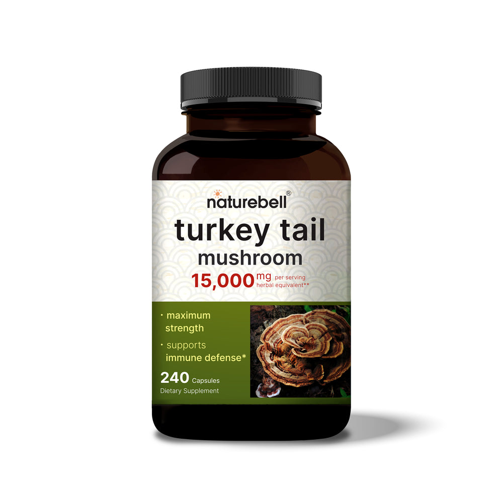 Turkey Tail Mushroom Capsules 15,000mg Per Serving, 240 Count