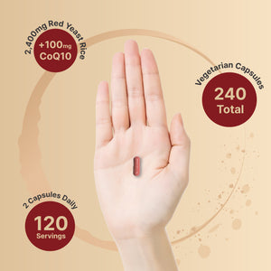 Red Yeast Rice 2,400mg Herbal Equivalent with CoQ10, 240 Veggie Capsules