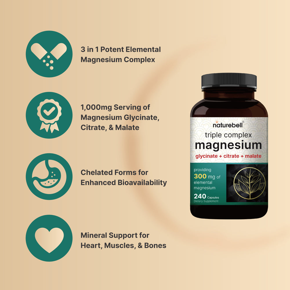 
            
                Load image into Gallery viewer, Triple Complex Magnesium Supplement, 240 Capsules
            
        