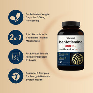 
            
                Load image into Gallery viewer, Benfotiamine 300mg with Thiamine 100mg Per Serving | 240 Veggie Capsules
            
        