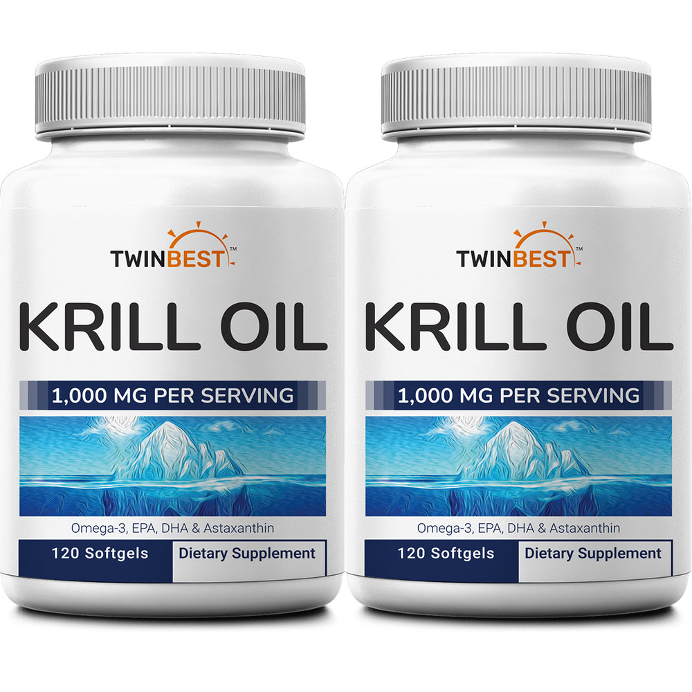 2 Pack TwinBest Antarctic Krill Oil Softgels, 1000mg Per Serving, 120 Count (Pack of 2)