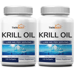 2 Pack TwinBest Antarctic Krill Oil Softgels, 1000mg Per Serving, 120 Count (Pack of 2)