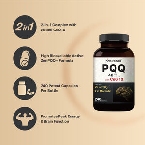 PQQ 40mg Per Serving with CoQ10, 240 Capsules