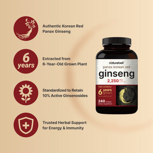 Korean Red Ginseng 2,250mg Per Serving, 240 Softgels