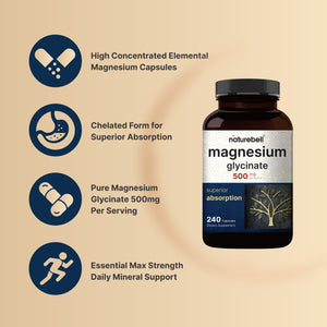 Magnesium Glycinate 500mg, 240 Capsules