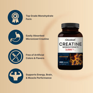 Creatine Monohydrate 3,000mg, 300 Capsules