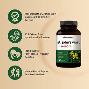 St Johns Wort 9,000mg Per Serving, 240 Capsules