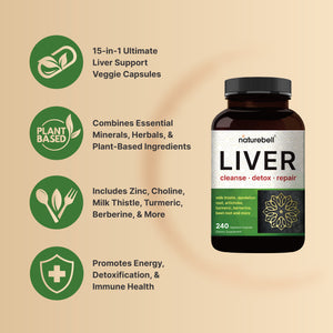 Liver Cleanse Detox & Repair Supplement, 240 Veggie Capsules