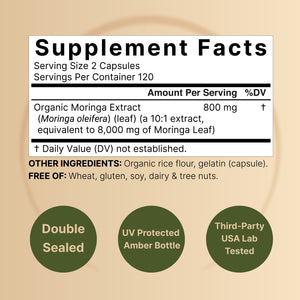 NatureBell Pure Moringa Capsules 8,000mg Per Serving, 240 Capsules