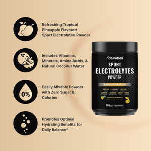 Sport Electrolytes Powder No Sugar, 500g (52 Servings) – Tropical Pineapple Flavor