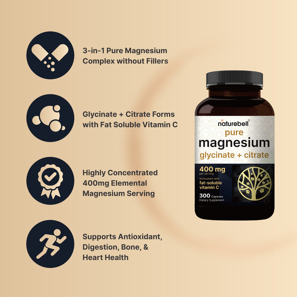 Magnesium Complex 400mg with Fat Soluble Vitamin C, 300 Capsules