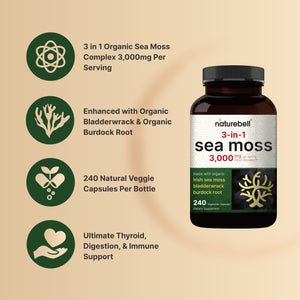 Irish Sea Moss Capsules, 3,000mg Per Serving, 240 Veggie Pills