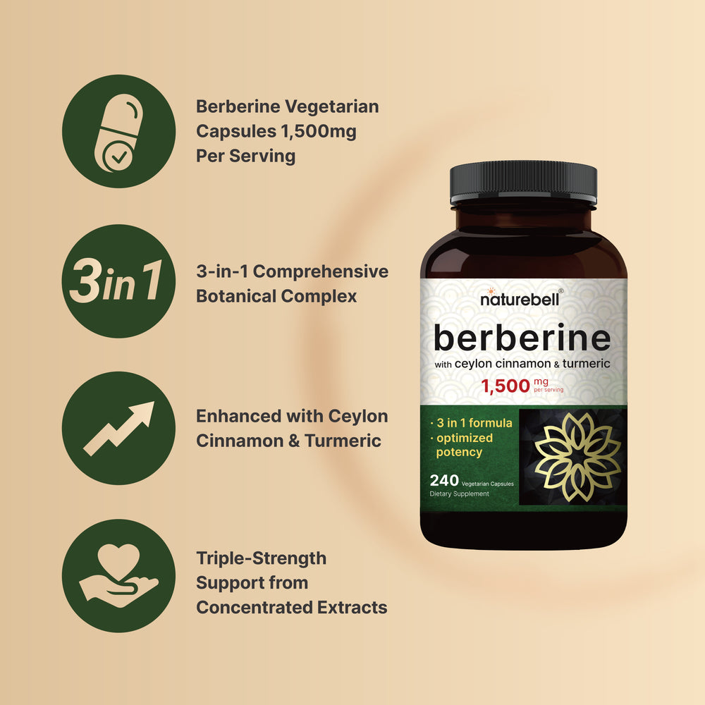 Berberine Supplement 1,500mg, 240 Veggie Capsules