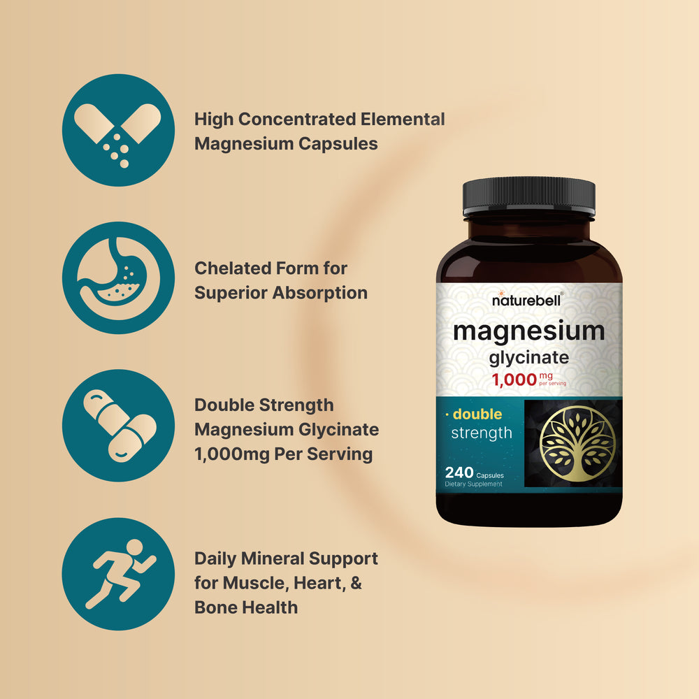 Magnesium Glycinate Capsules 1,000mg Per Serving, 240 Count