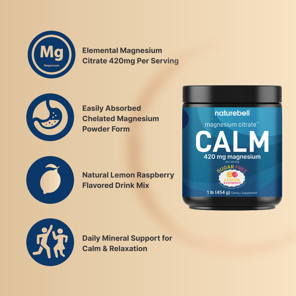 Calm Magnesium Powder, 1lb, Chelated Magnesium Citrate for High Absorp ...