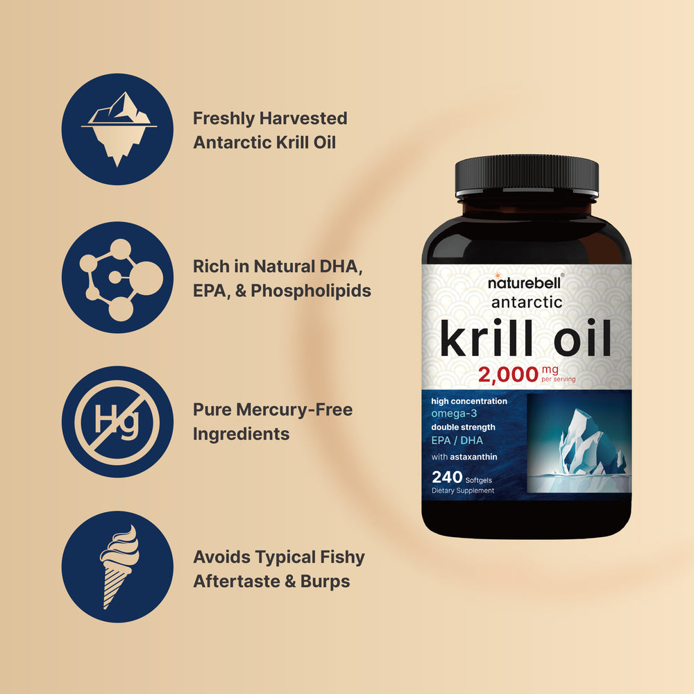 Antarctic Krill Oil 2000mg Supplement, 240 Softgels