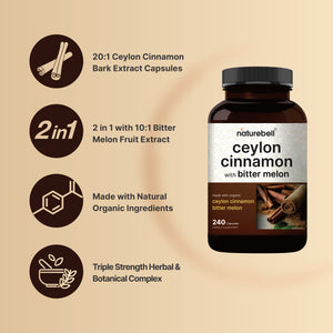 NatureBell Ceylon Cinnamon Per Serving, 240 Capsule
