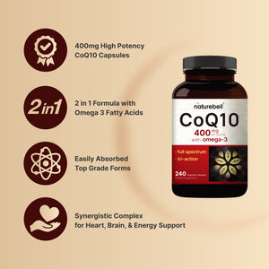 CoQ10 400mg with Omega 3 Fatty Acids, 240 Capsules