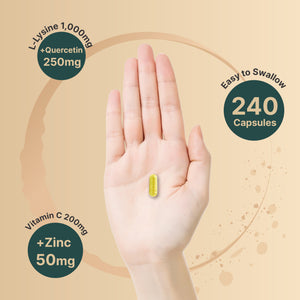 
            
                Load image into Gallery viewer, NatureBell L-Lysine 1,000mg Capsules + Quercetin 250mg with Vitamin C and Zinc, 240 Count
            
        