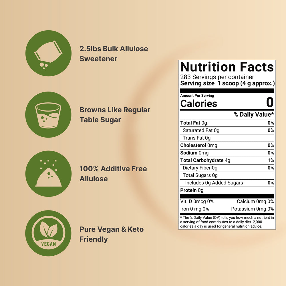 Allulose Sweetener, 0 Calorie, 0 Sugar, 0 Net Carb