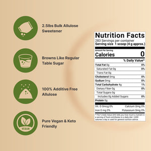 Allulose Sweetener, 0 Calorie, 0 Sugar, 0 Net Carb