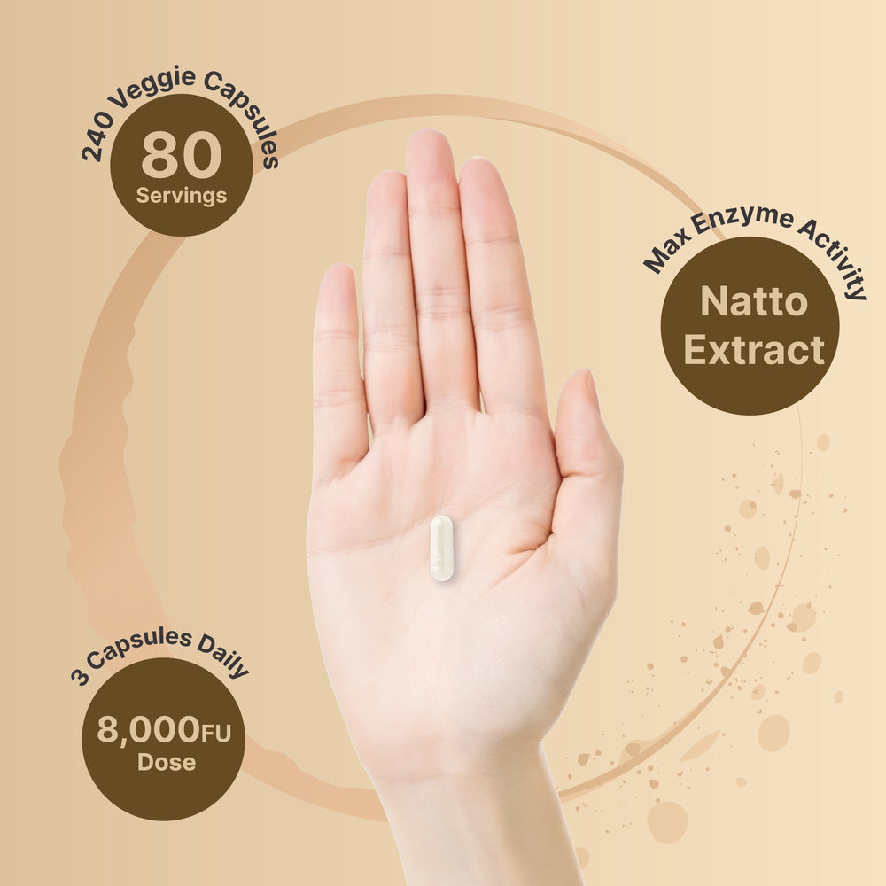 Nattokinase Supplement 8,000 FU Per Serving, 240 Veggie Capsule