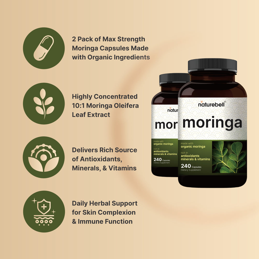 Pure Moringa Capsules 8,000mg Per Serving (2 Pack), 480 Capsules