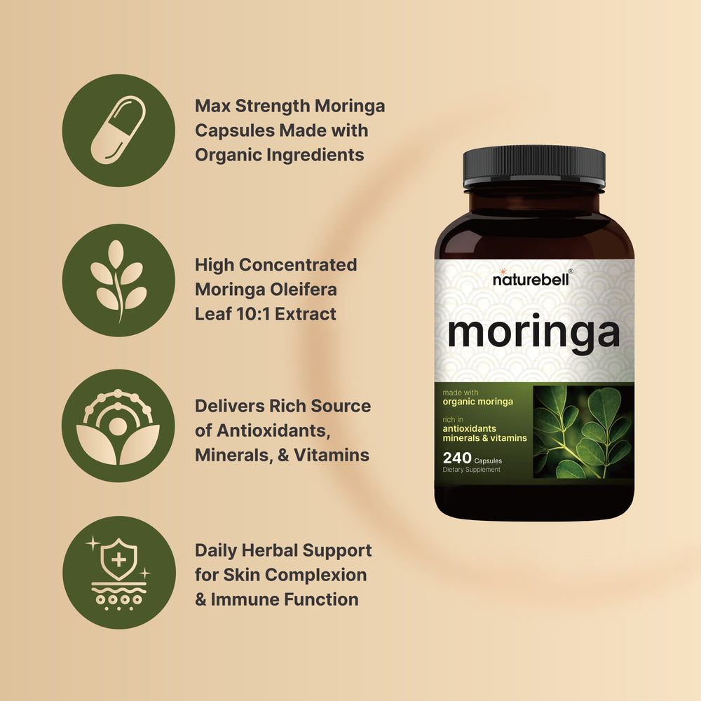 NatureBell Pure Moringa Capsules 8,000mg Per Serving, 240 Capsules