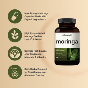 NatureBell Pure Moringa Capsules 8,000mg Per Serving, 240 Capsules