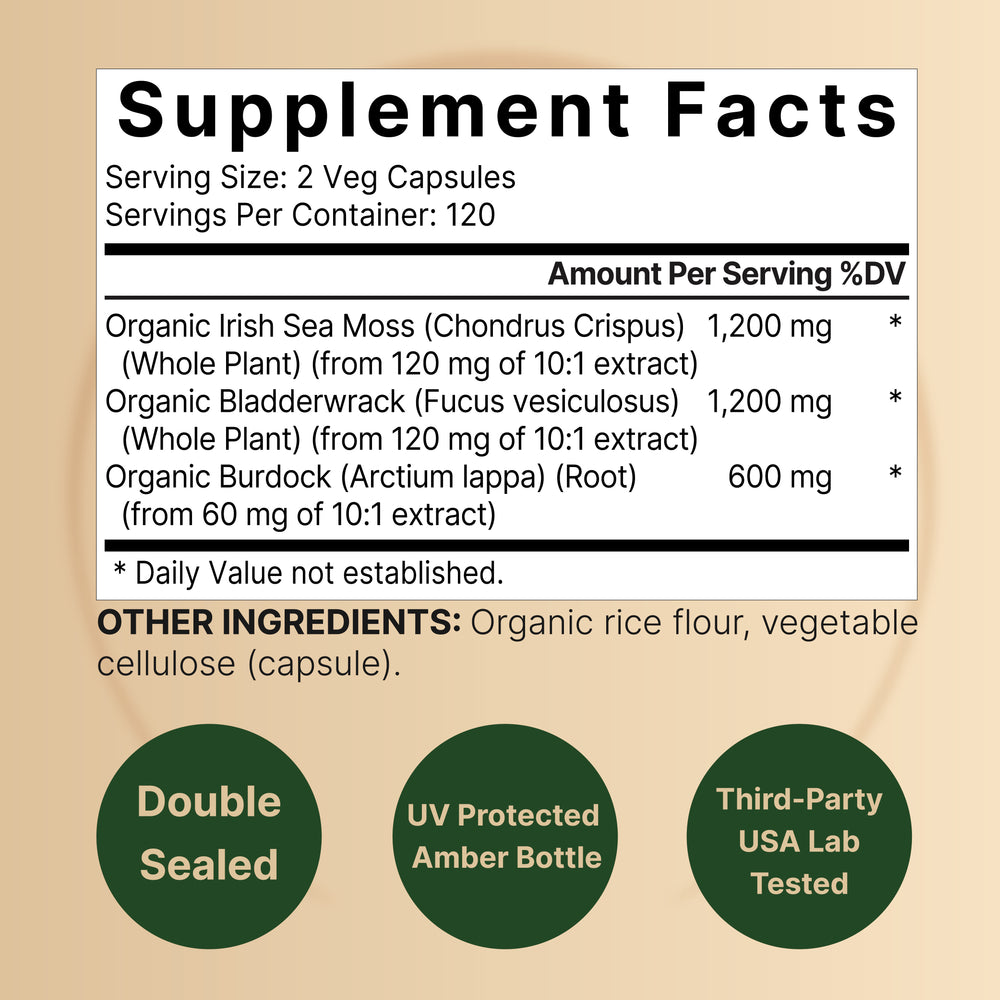 
            
                Load image into Gallery viewer, Irish Sea Moss Capsules, 3,000mg Per Serving, 240 Veggie Pills
            
        