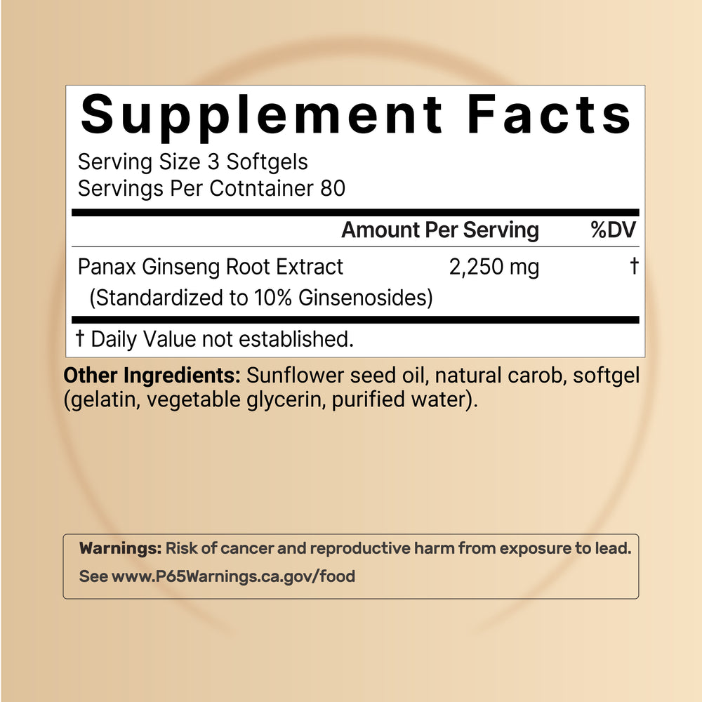 Korean Red Ginseng 2,250mg Per Serving, 240 Softgels