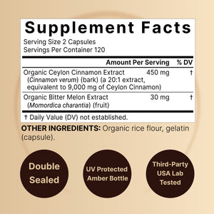 2 Pack Ceylon Cinnamon 9000mg Per Serving, 480 Capsules