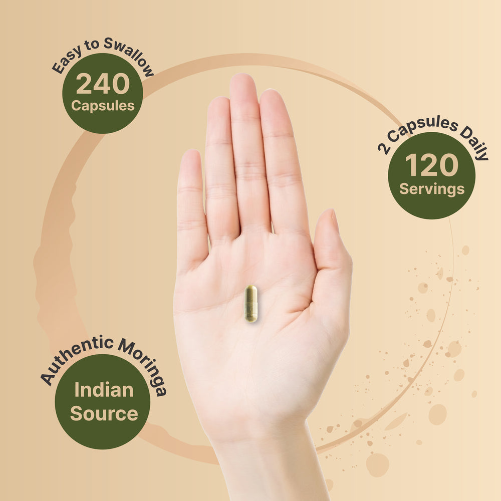 Moringa Capsules (Made with Organic Moringa Powder), 8000mg Per Serving, 240 Counts