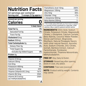 Sport Electrolytes Powder No Sugar, 500g (52 Servings) – Tropical Pineapple Flavor