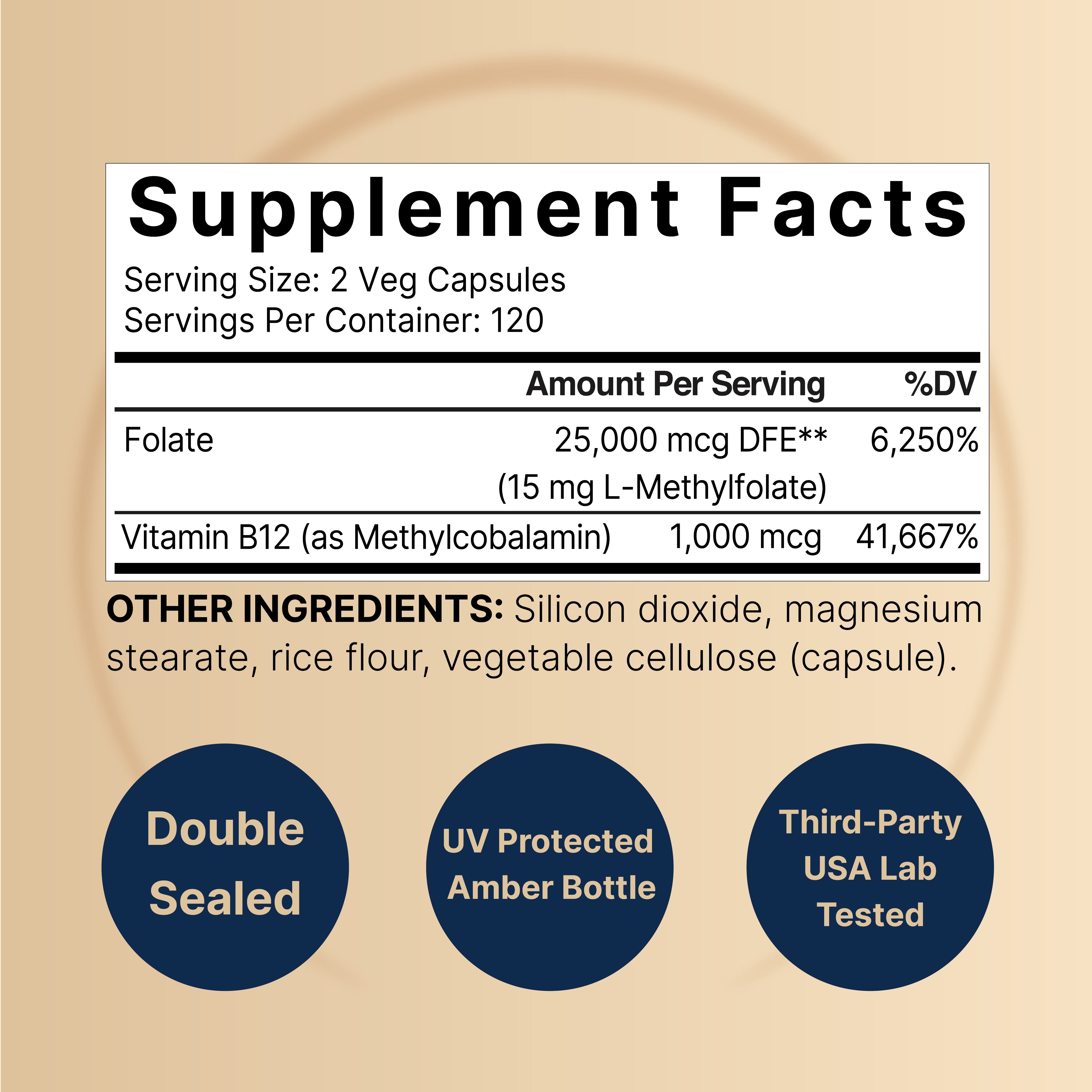 NatureBell L Methylfolate 15mg (5-MTHF) with Methyl B12 1,000mcg, 240