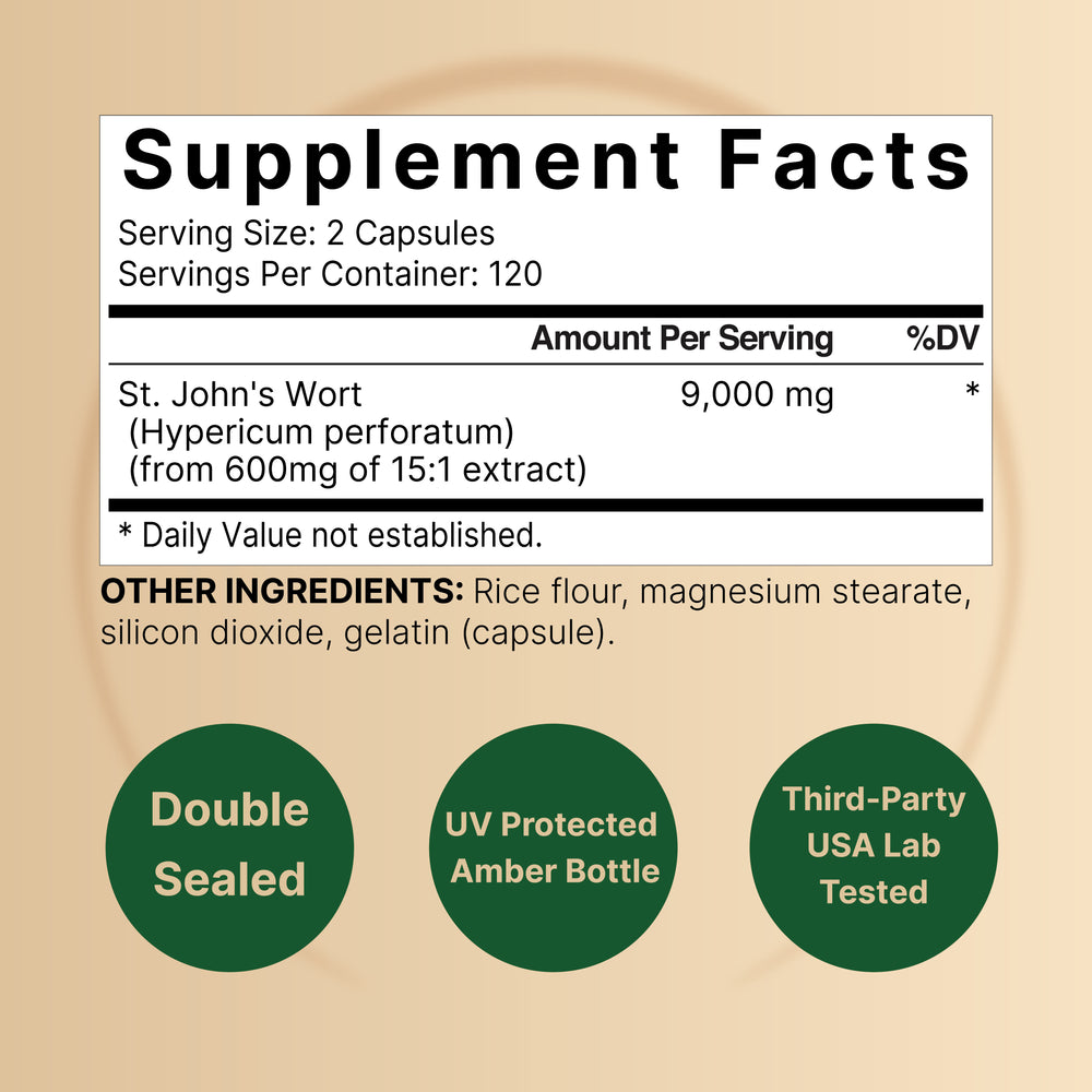 St Johns Wort 9,000mg Per Serving, 240 Capsules