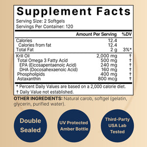 Antarctic Krill Oil 2000mg Supplement, 240 Softgels