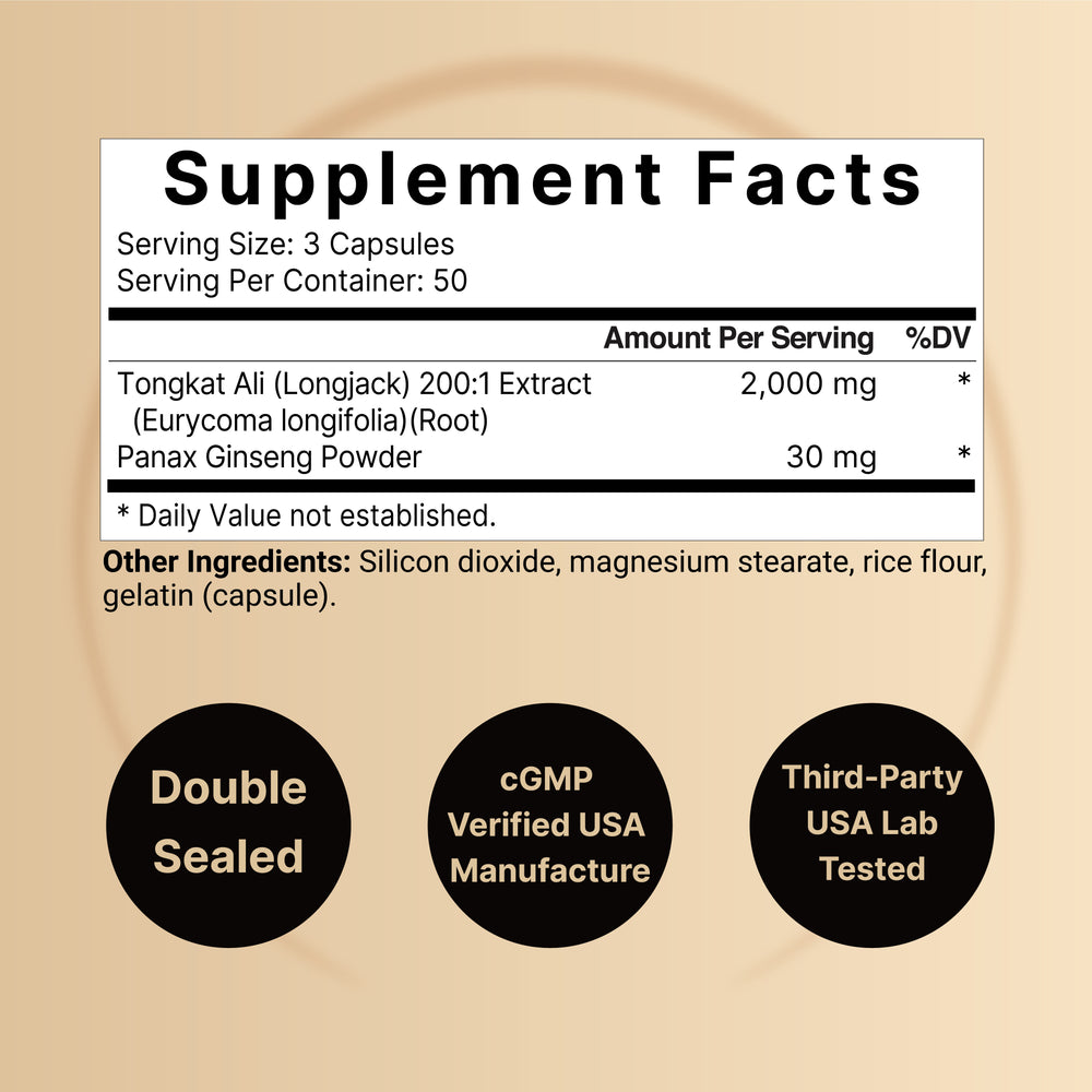 Tongkat Ali 200:1 (Longjack) Extract, 150 Capsules