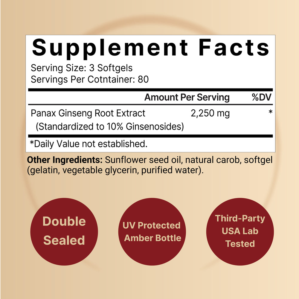 Korean Red Ginseng 2,250mg Per Serving, 240 Softgels