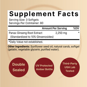 Korean Red Ginseng 2,250mg Per Serving, 240 Softgels