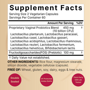 Vaginal Probiotics 10 Billion CFU Per Serving, 120 Veggie Capsules