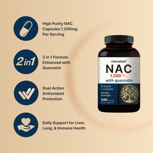 
            
                Load image into Gallery viewer, NAC Supplement (N-Acetyl Cysteine) with Quercetin, 1,200mg Per Serving, 240 Capsules
            
        
