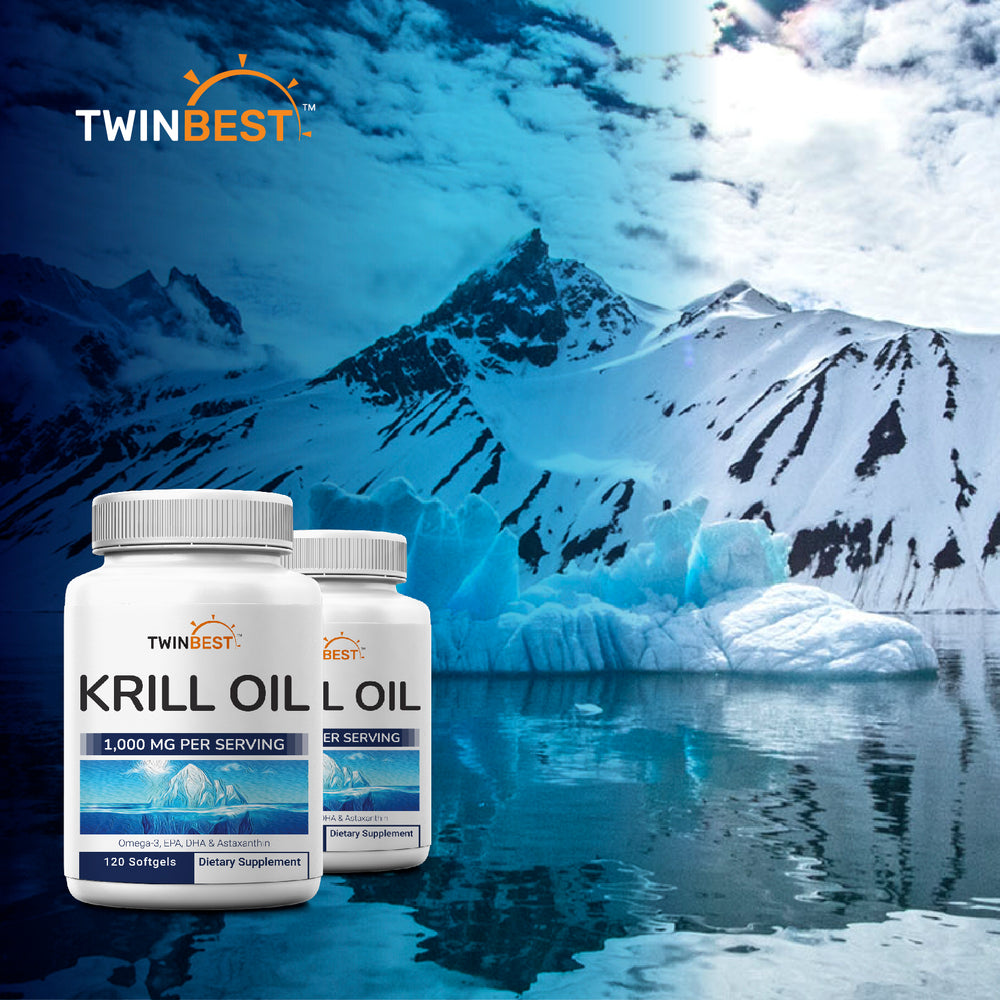2 Pack TwinBest Antarctic Krill Oil Softgels, 1000mg Per Serving, 120 Count (Pack of 2)