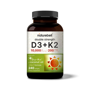 Vitamin D3 K2 (10,000 IU Vitamin D + 200mcg Vitamin K MK-7) 240 Softgels