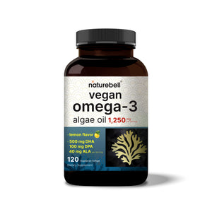 Vegan Omega 3 Algae Oil Supplement 1,250 mg Per Serving 120 Veggie Softgels