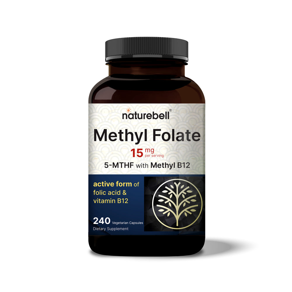 NatureBell L Methylfolate 15mg (5-MTHF) with Methyl B12 1,000mcg, 240 Vegetarian Capsules