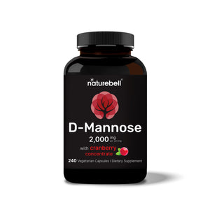 D-Mannose 2000mg with Cranberry Extract 400mg, 240 Veggie Capsules, Double Strength